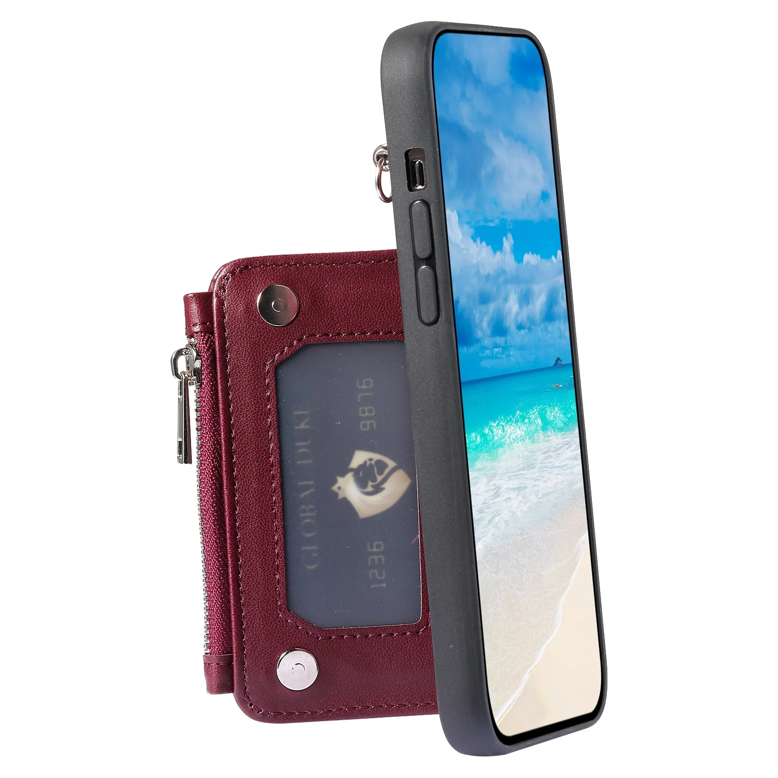 009 For Samsung Galaxy A13 4G / 5G RFID Blocking Zipper Wallet Case PU Leather Coated TPU Kickstand Phone Cover with Straps