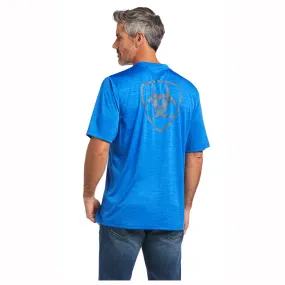 10039556 Ariat Men's Charger Shield Short Sleeve Tee - Cerulean Blue