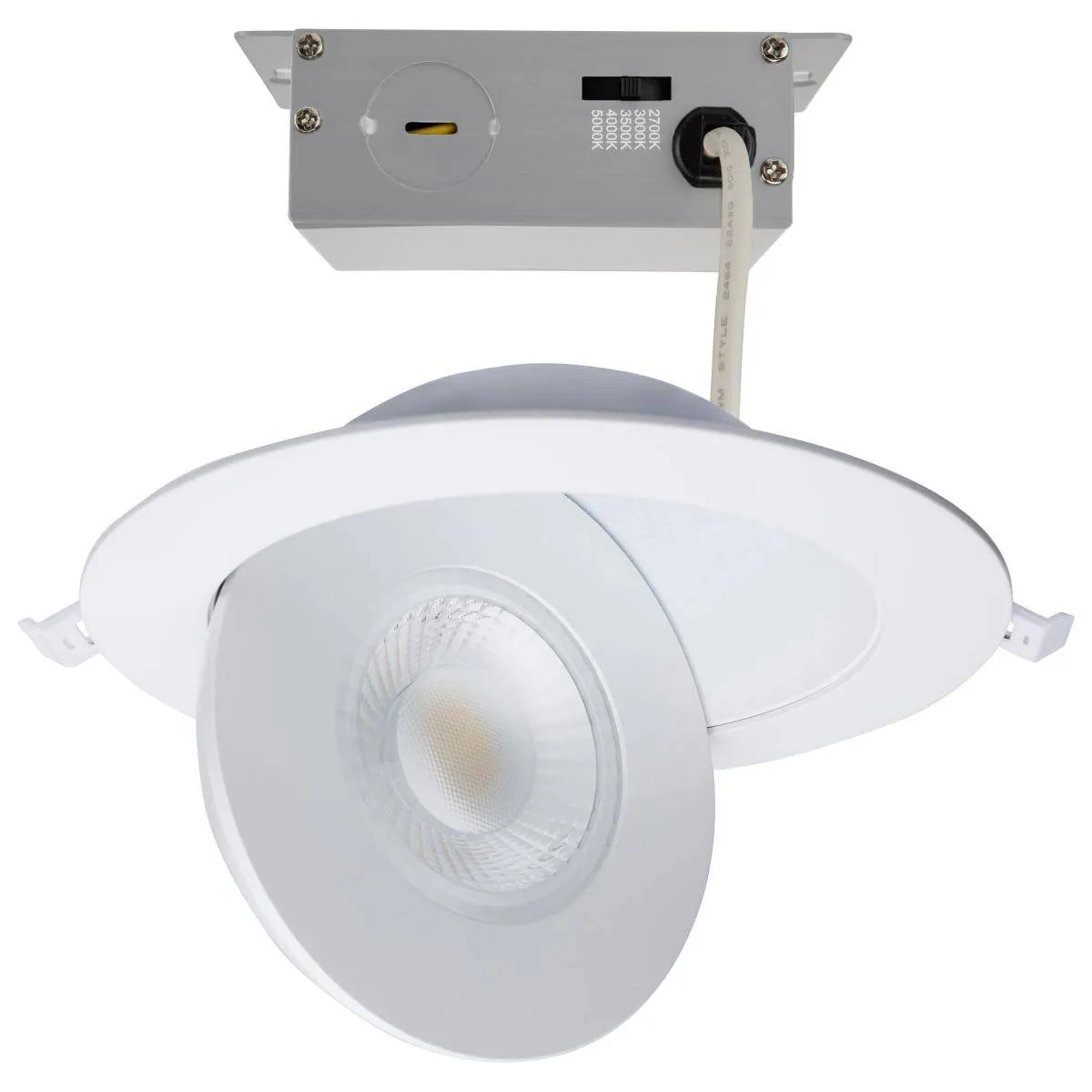 15 Watt; CCT Selectable; LED Direct Wire Downlight; Gimbaled; 6 Inch Round; Remote Driver; White