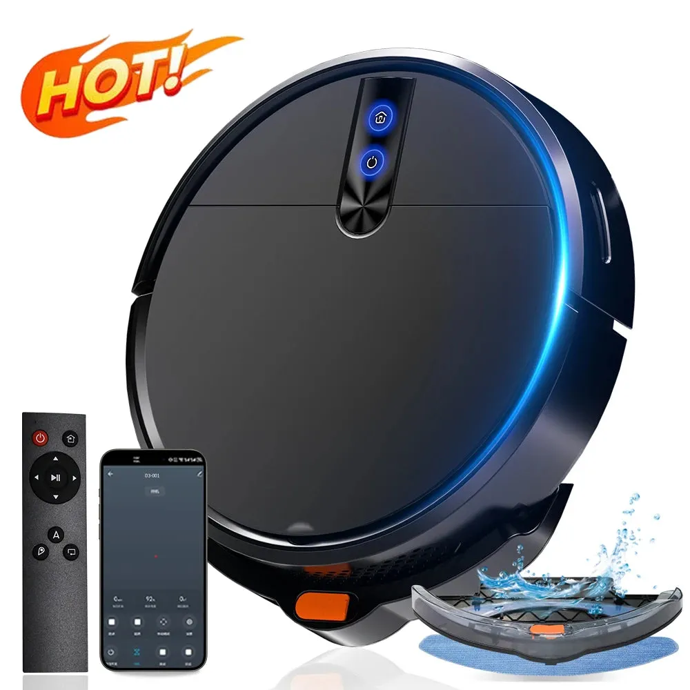 2000Pa Strong Suction Power Robot Vacuum Cleaner Mop Wi-Fi App Alexa Self-Charging Robotic Vacuum for Hard Floor Pet Hair