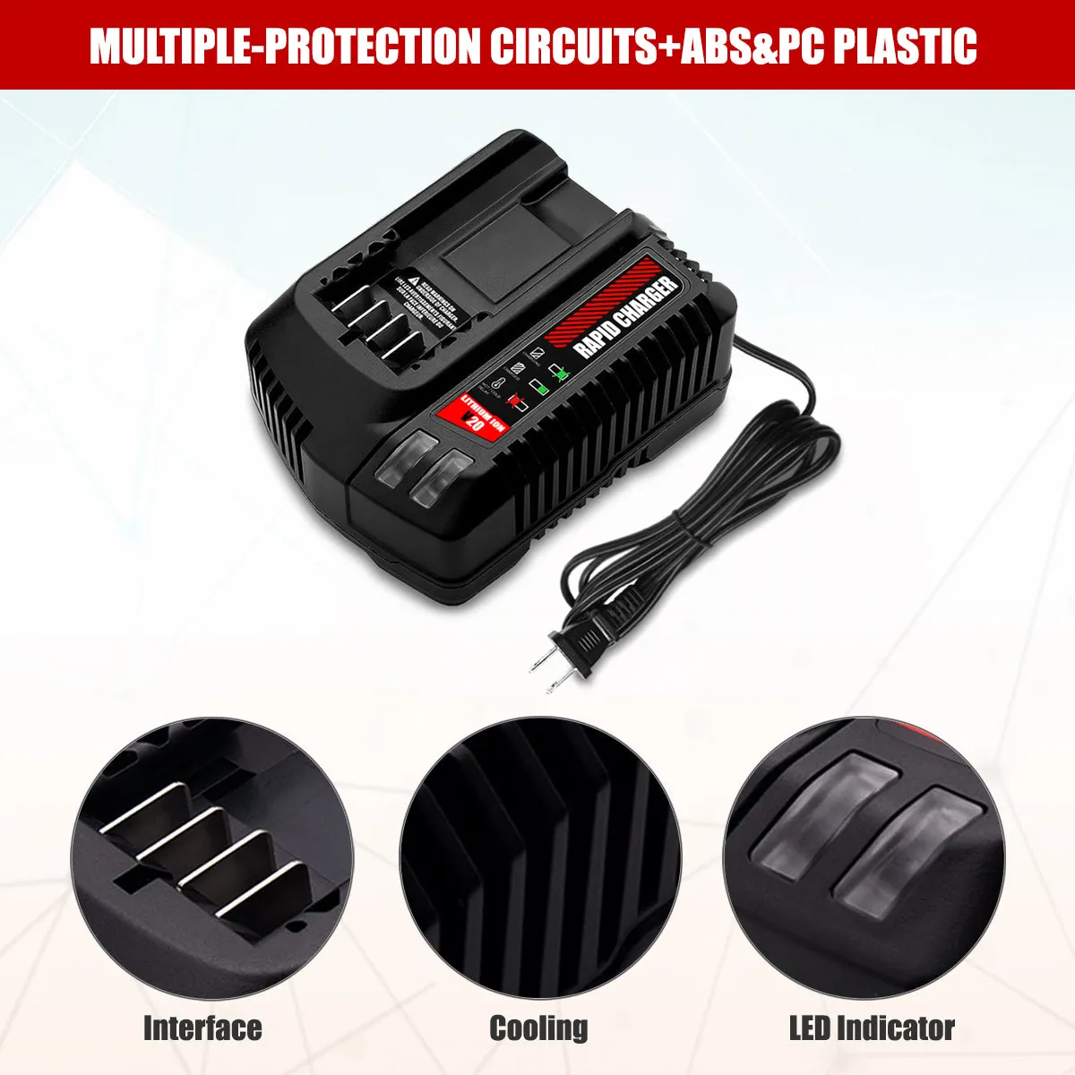 20V V20 Battery Charger CMCB104 for Craftsman V20 20V 6Ah CMCB206 4Ah CMCB204 5Ah CMCB205 9Ah CMCB209 2Ah CMCB202 CMCB201 V20 Lithium Battery Charger