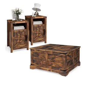 31" Retro Farmhouse Coffee Table, 3-Piece Set