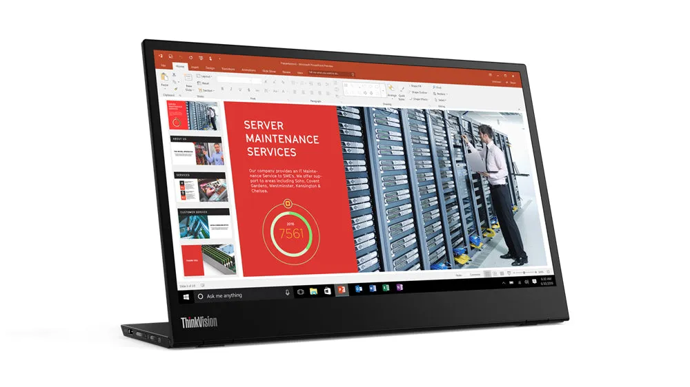 36Cm/14'' (1920X1080) Lenovo Thinkvision M14 Portable 16:9 Fhd Ips 60Hz 6Ms 2Xusb-C Vesa Black