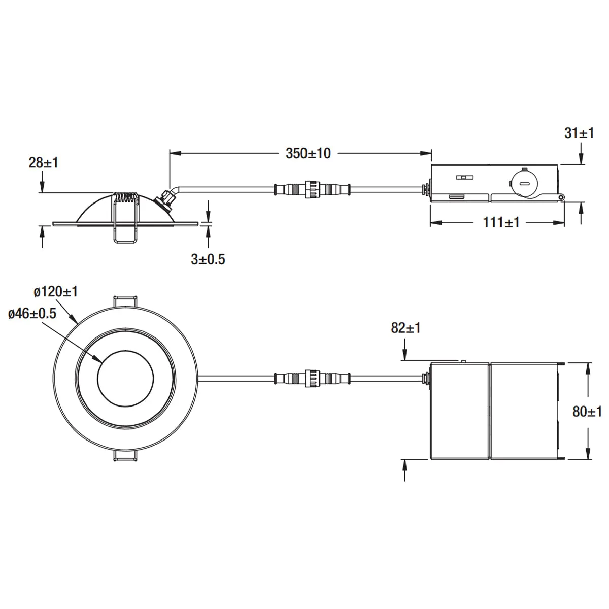 4" Gimbal Canless LED Recessed Light, 600 Lumens, Selectable 2700K to 5000K, Black Finish