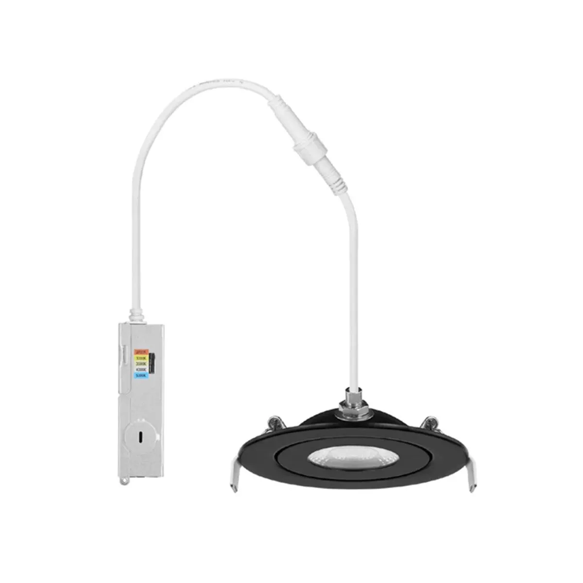 4" Gimbal Canless LED Recessed Light, 600 Lumens, Selectable 2700K to 5000K, Black Finish