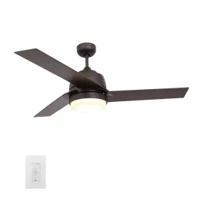 AERYN 52 inch 3-Blade Smart Ceiling Fan with Wall Control - Oil Rubbed Bronze/Walnut