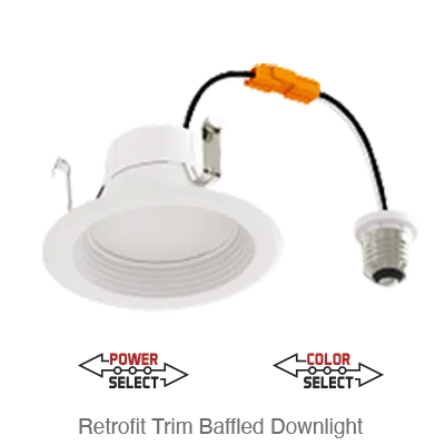 Aviva 5/6 Inch LED Baffled Down Light Retrofit, 1,240 Lumens, Wattage Selectable 8W/10W/14W, 120V, CCT Selectable: 2700K/3000K/3500K/4000K/5000K