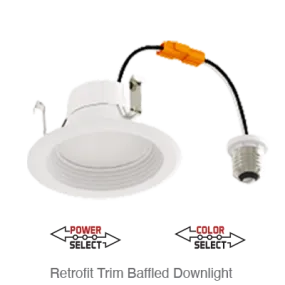 Aviva 5/6 Inch LED Baffled Down Light Retrofit, 1,240 Lumens, Wattage Selectable 8W/10W/14W, 120V, CCT Selectable: 2700K/3000K/3500K/4000K/5000K