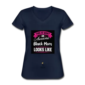 Awesome Black Mom Women's V-Neck T-Shirt