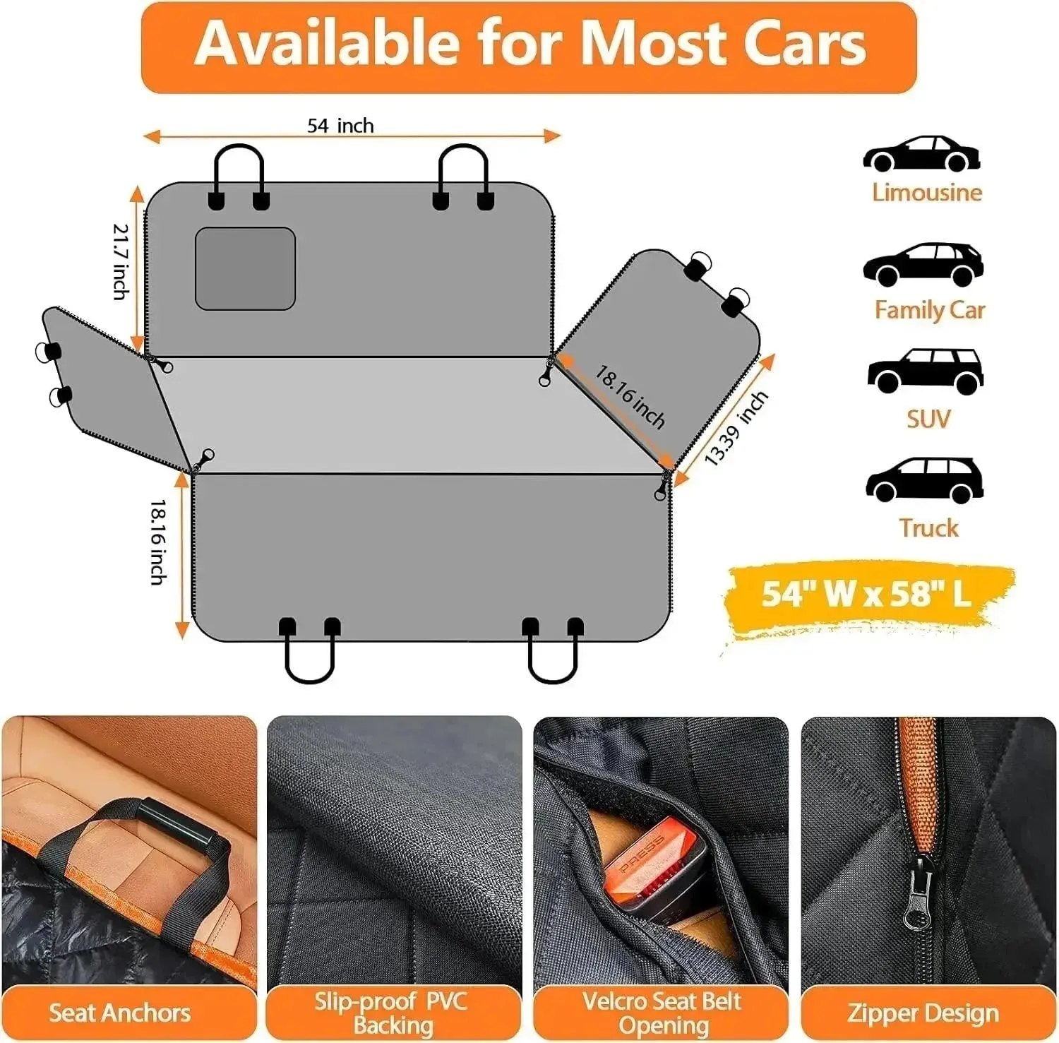 Back Seat Extender for Dogs Dog Car Seat Cover with Hard Bottom Dog Car Seat Bed Waterproof Dog