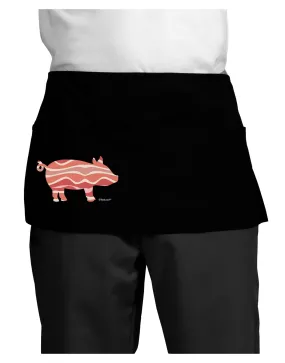 Bacon Pig Silhouette Dark Adult Mini Waist Apron, Server Apron by TooLoud