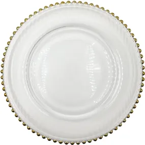 Beaded - Glass Charger Plate in Gold (Item # 0239)