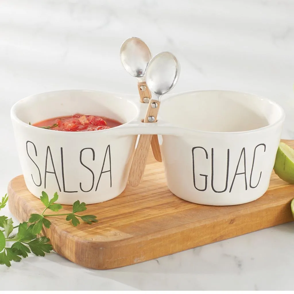 Bistro Salsa Guac Guacamole Double Dip Serving Set