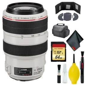 Canon EF 70-300mm f/4-5.6L IS USM Lens - Cleaning Kit - Memory Card Wallet & Reader - 64GB - SOFT CASE-MED (SLR   LENSES)