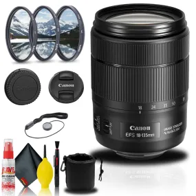 Canon EF-S 18-135mm f/3.5-5.6 IS USM Lens (1276C002)   Filter Kit Base Bundle