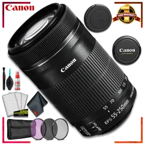 Canon EF-S 55-250mm f/4-5.6 is STM Lens   3 Pcs Filter Kit   Cleaning Kit