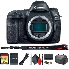 Canon EOS 5D Mark IV DSLR Camera (1483C002) with 64GB Memory Card, Case, Cleaning Set and More - S