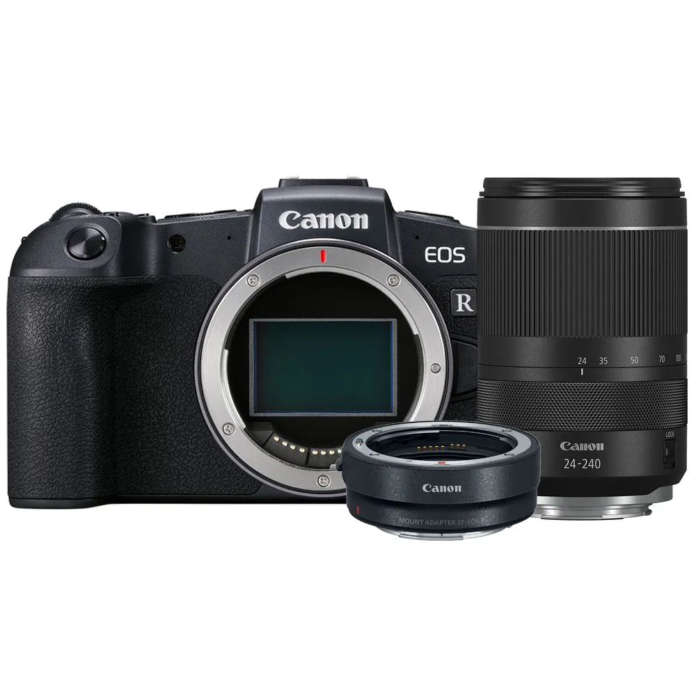 Canon EOS RP Mirrorless Camera w/RF 24-240mm Lens F/4-6.3 is USM & Lens Mount Adapter