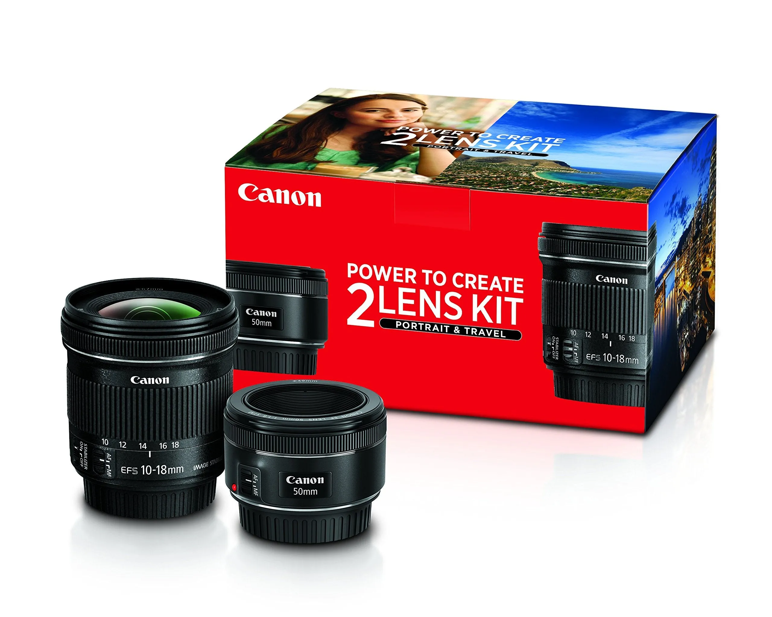 Canon Portrait & Travel 2 Lens Kit 50mm f/1.8 & 10-18mm f/4.5-5.6 Lenses