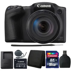 Canon PowerShot SX420 IS HD 20MP Digital Camera 42x Optical Zoom Black with Accessory Kit