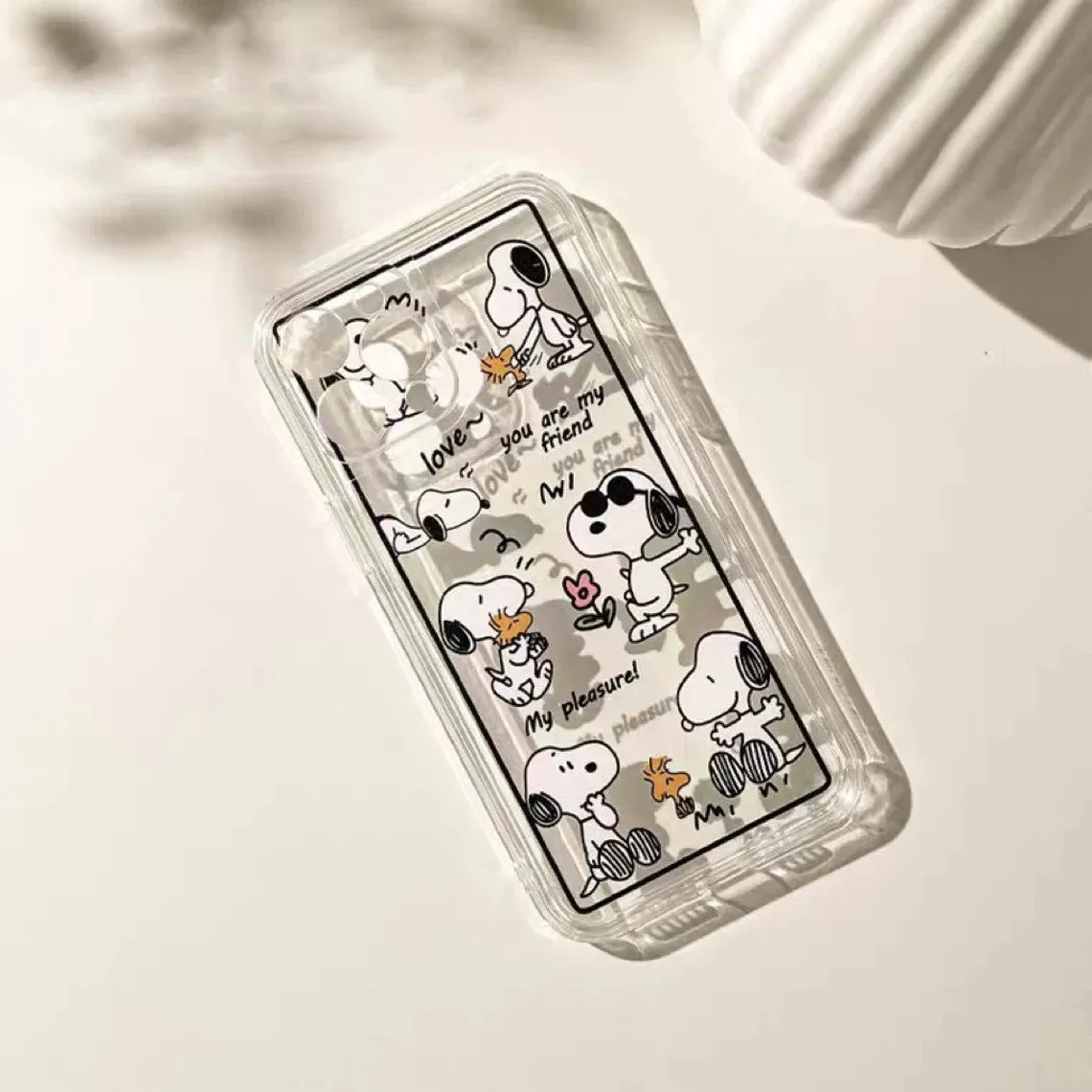 Cartoon Design Cute White Dog and Yellow Bird Friends Charlie Sally Linus iPhone Case 6 7 8 PLUS SE2 XS XR X 11 12 13 14 15 Pro Promax 12mini 13mini