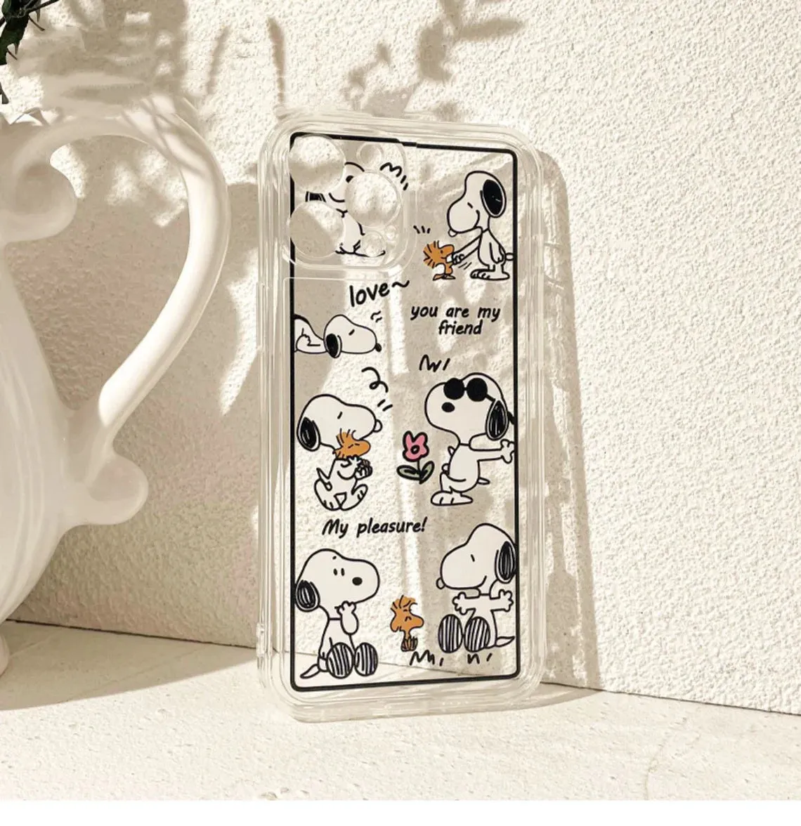 Cartoon Design Cute White Dog and Yellow Bird Friends Charlie Sally Linus iPhone Case 6 7 8 PLUS SE2 XS XR X 11 12 13 14 15 Pro Promax 12mini 13mini