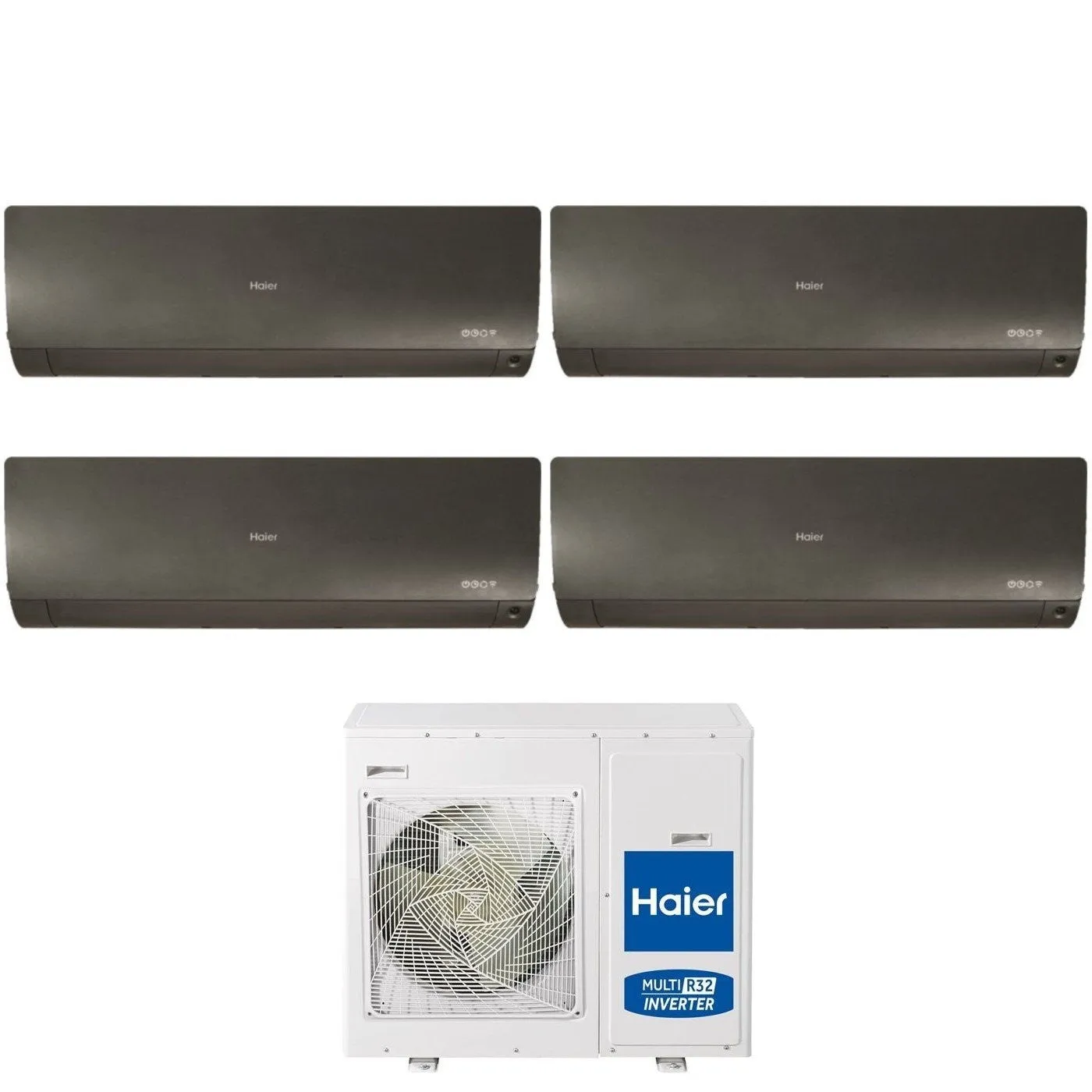 Climatizzatore Condizionatore Haier Quadri Split Inverter serie FLEXIS PLUS BLACK 7 9 12 18 con 4U75S2SR3FA R-32 Wi-Fi Integrato Colore Nero 7000 9000 12000 18000