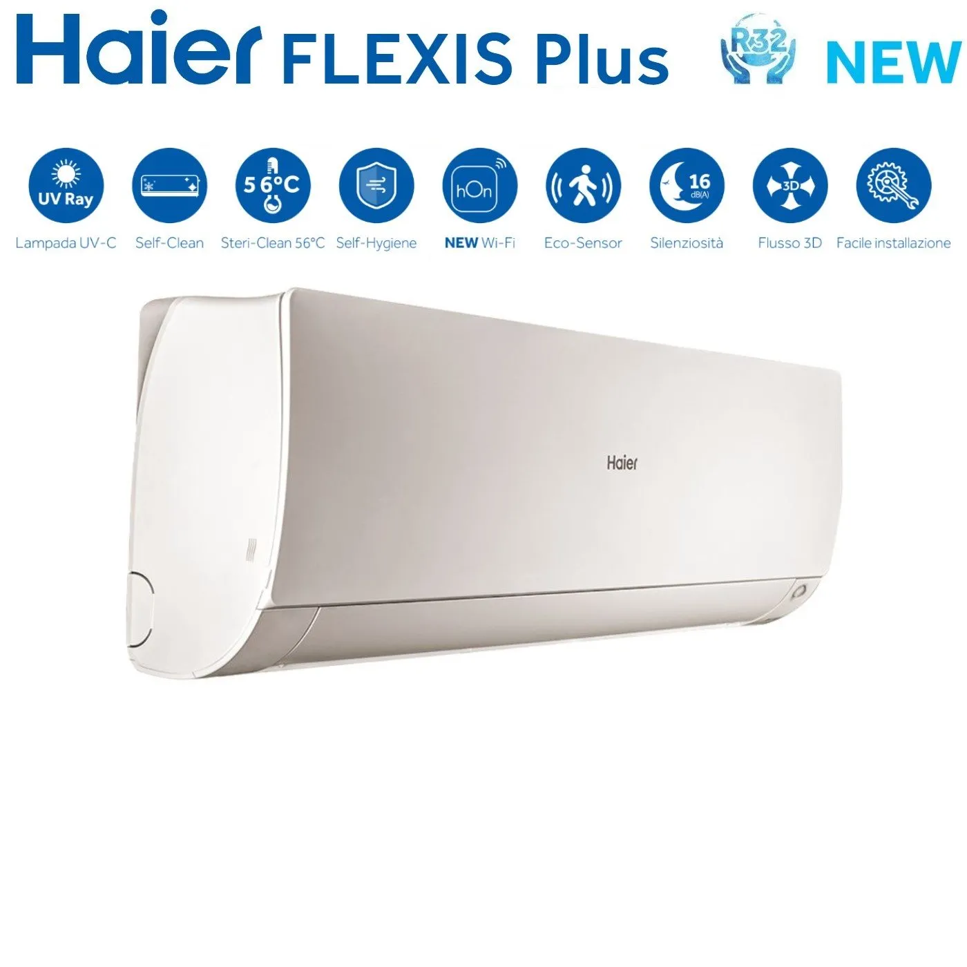 Climatizzatore Condizionatore Haier Quadri Split Inverter serie FLEXIS PLUS WHITE 9 9 12 12 con 4U75S2SR3FA R-32 Wi-Fi Integrato Colore Bianco 9000 9000 12000 12000