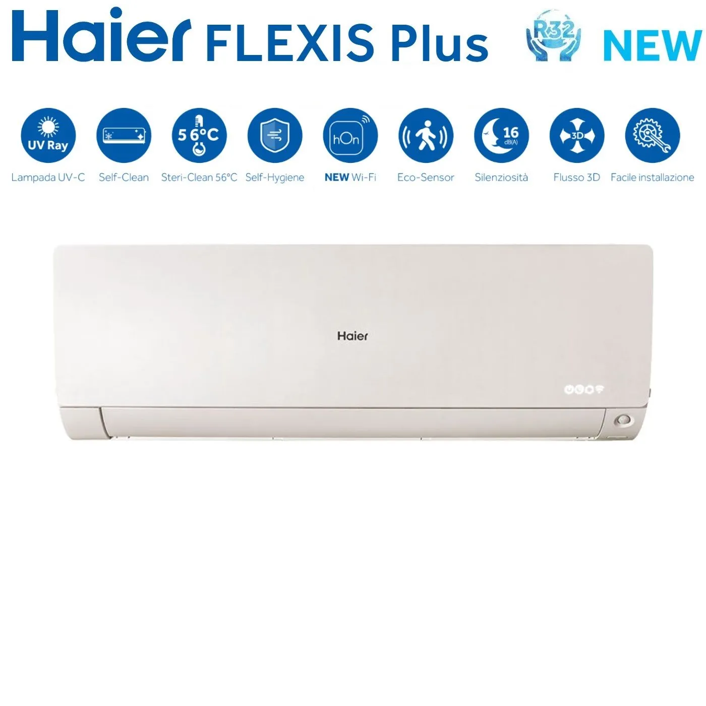 Climatizzatore Condizionatore Haier Quadri Split Inverter serie FLEXIS PLUS WHITE 9 9 12 12 con 4U75S2SR3FA R-32 Wi-Fi Integrato Colore Bianco 9000 9000 12000 12000