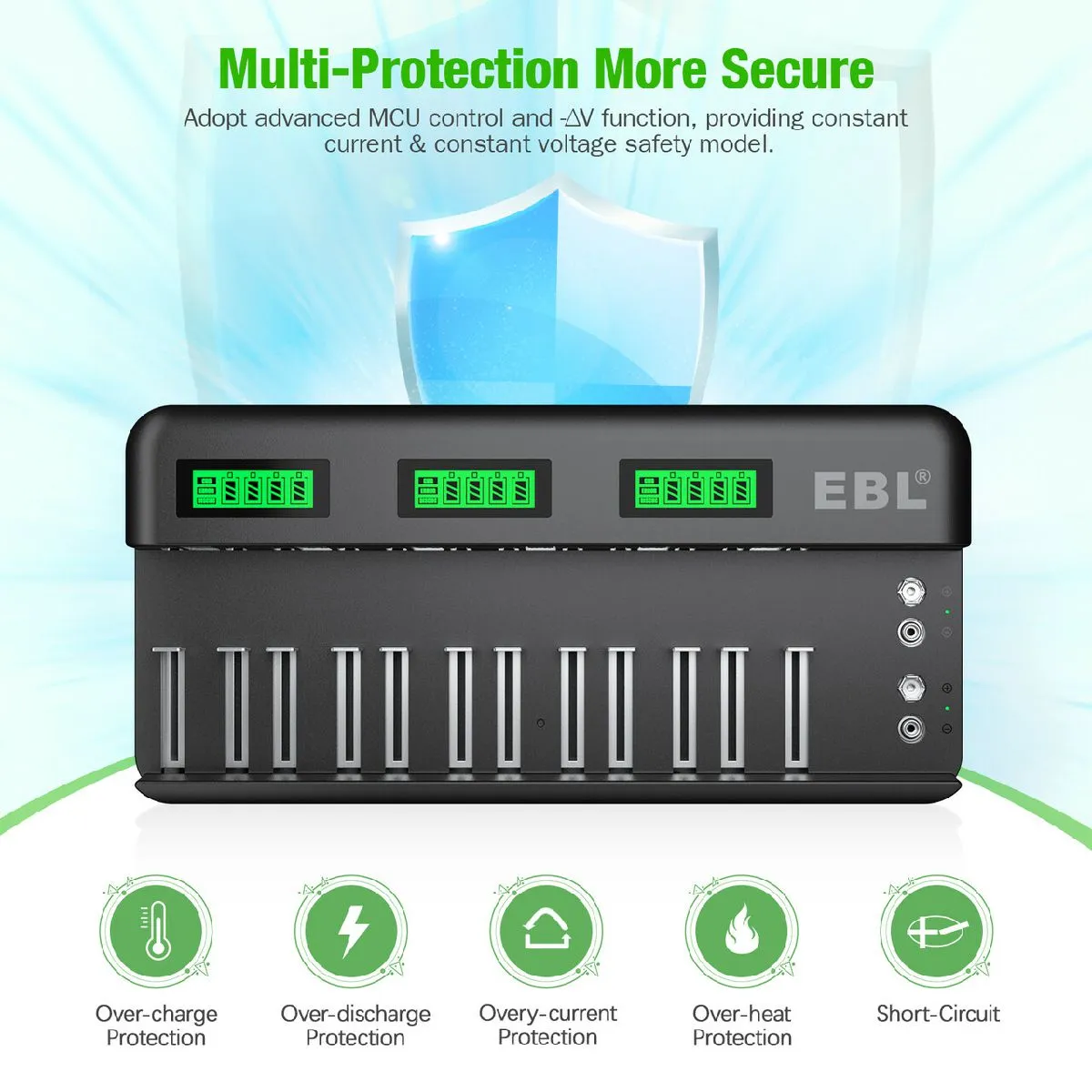 EBL 12 2 Bay Universal Battery Charger and 1.2V C D Ni-MH Rechargeable Batteries