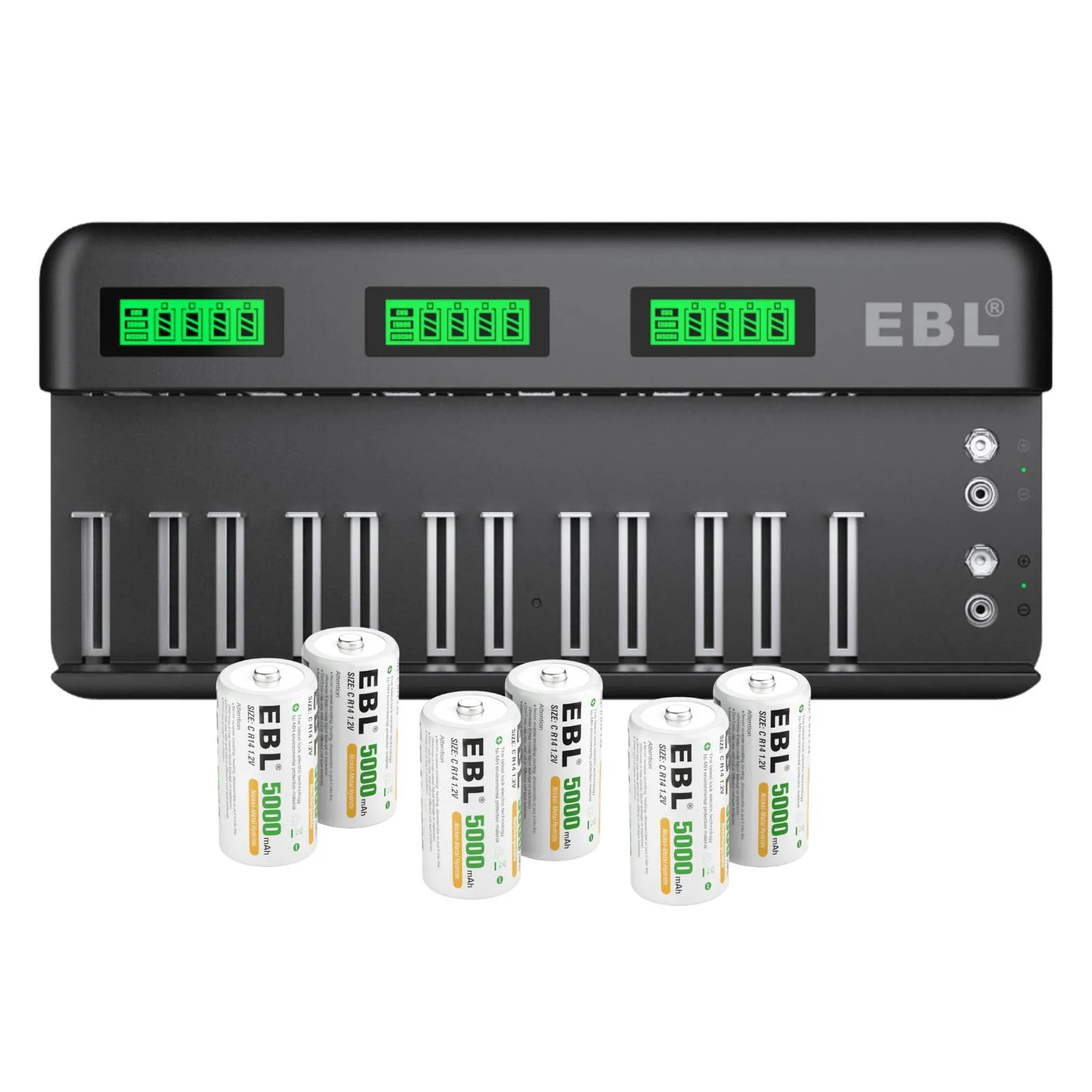 EBL 12 2 Bay Universal Battery Charger and 1.2V C D Ni-MH Rechargeable Batteries