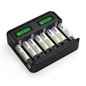 EBL C9008 Battery Charger with AA AAA Rechargeable Batteries