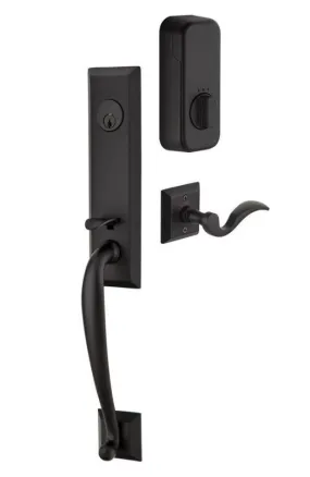 Emtek Single Cylinder Adams Handleset EMPowered Motorized Smart Lock Upgrade With Cortina Lever