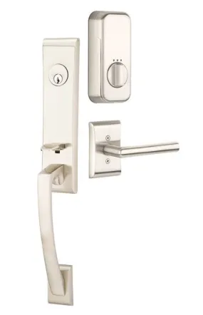 Emtek Single Cylinder Apollo Handleset EMPowered Motorized Smart Lock Upgrade With Aston Lever