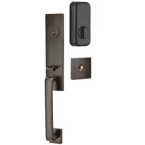 Emtek Single Cylinder Davos Handleset EMPowered Motorized Smart Lock Upgrade With Dumont Lever