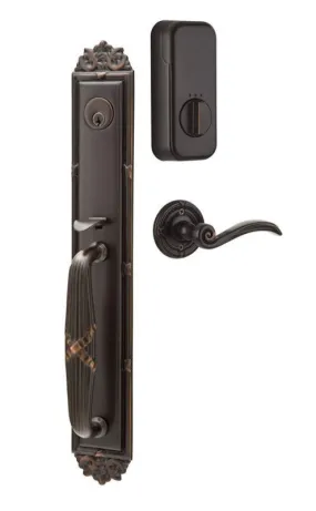 Emtek Single Cylinder Imperial Handleset EMPowered Motorized Smart Lock Upgrade With Select T-Bar Hammered Lever