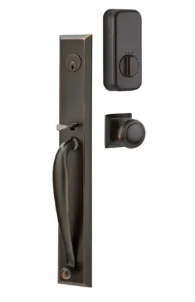 Emtek Single Cylinder Jefferson Handleset EMPowered Motorized Smart Lock Upgrade With Triton Lever