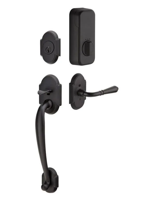 Emtek Single Cylinder Nashville Handleset EMPowered Motorized Smart Lock Upgrade With Hampton Knob