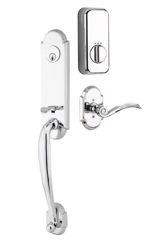 Emtek Single Cylinder Richmond Handleset EMPowered Motorized Smart Lock Upgrade With Hammered Lever