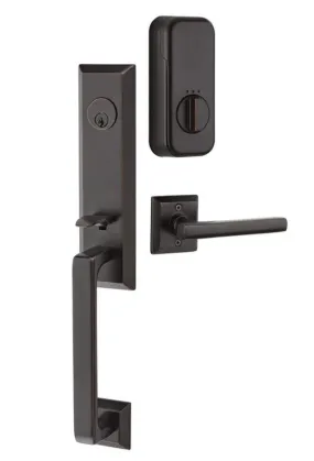 Emtek Single Cylinder Transitional Heritage Monolithic Handleset EMPowered Motorized Smart Lock Upgrade With Bern Knob