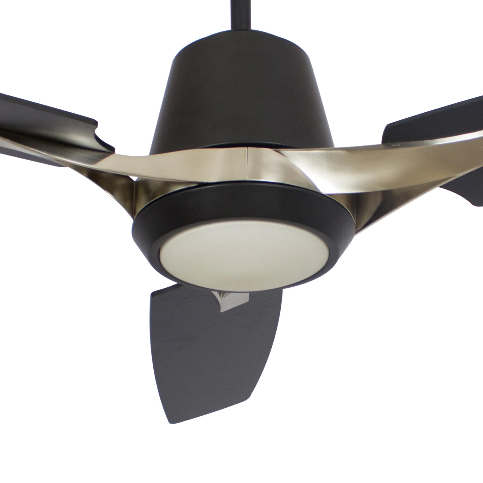 EUNOIA 52 inch 3-Blade Smart Ceiling Fan with LED Light Kit & Wall Switch - Brushed Nickel/Black