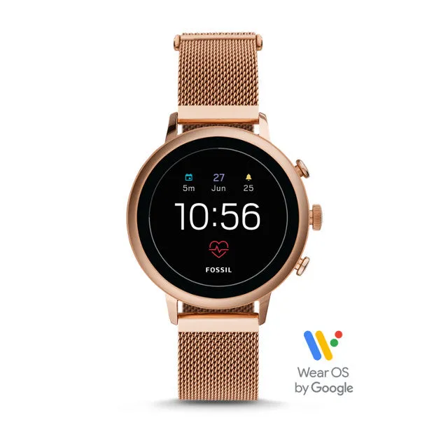 FOSSIL Gen 4 Smartwatch - Venture HR Rose Gold-Tone Stainless Steel Mesh