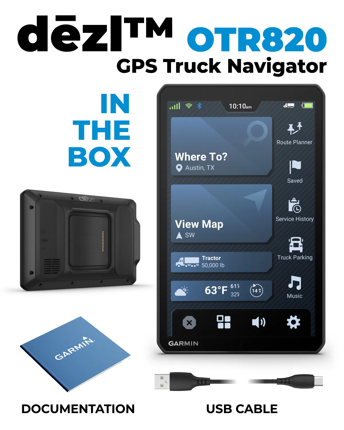 Garmin dezl OTR Easy-to-Read GPS Truck Navigator, Wearable4U