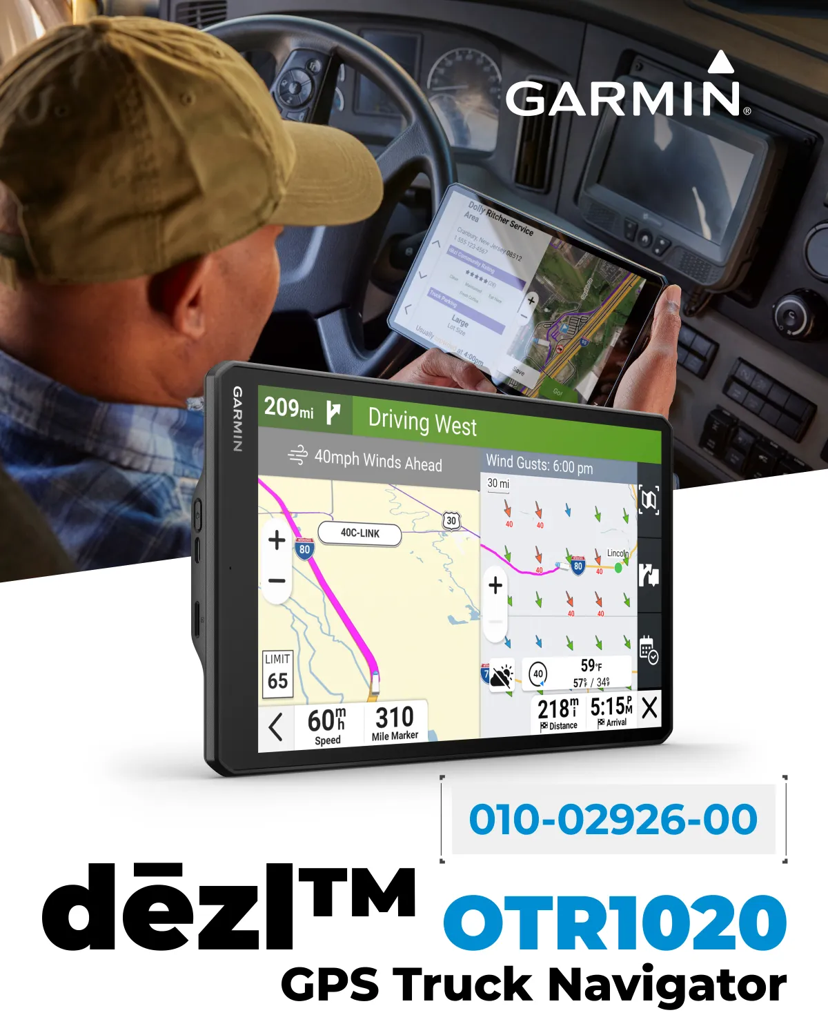 Garmin dezl OTR Easy-to-Read GPS Truck Navigator, Wearable4U