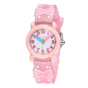 Girls Teen Analog Watch - Bows - Pink