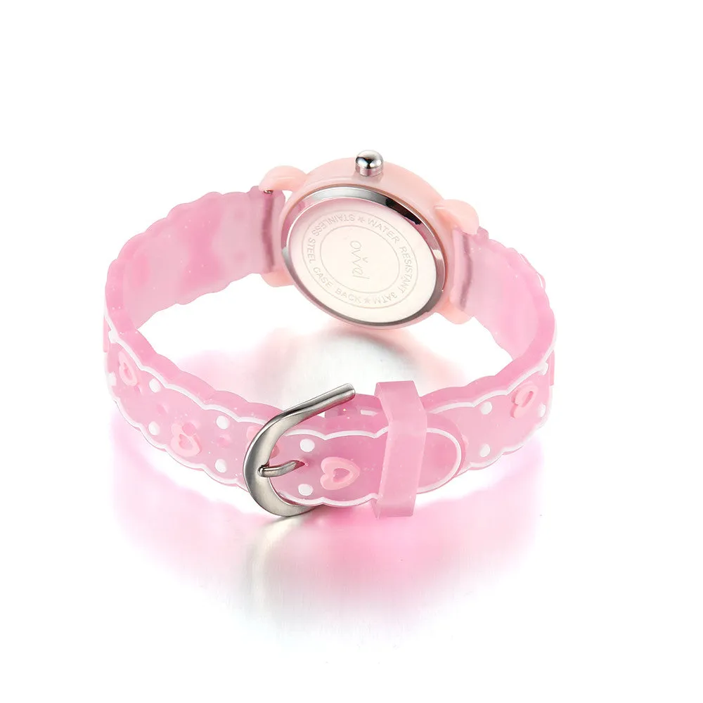 Girls Teen Analog Watch - Bows - Pink