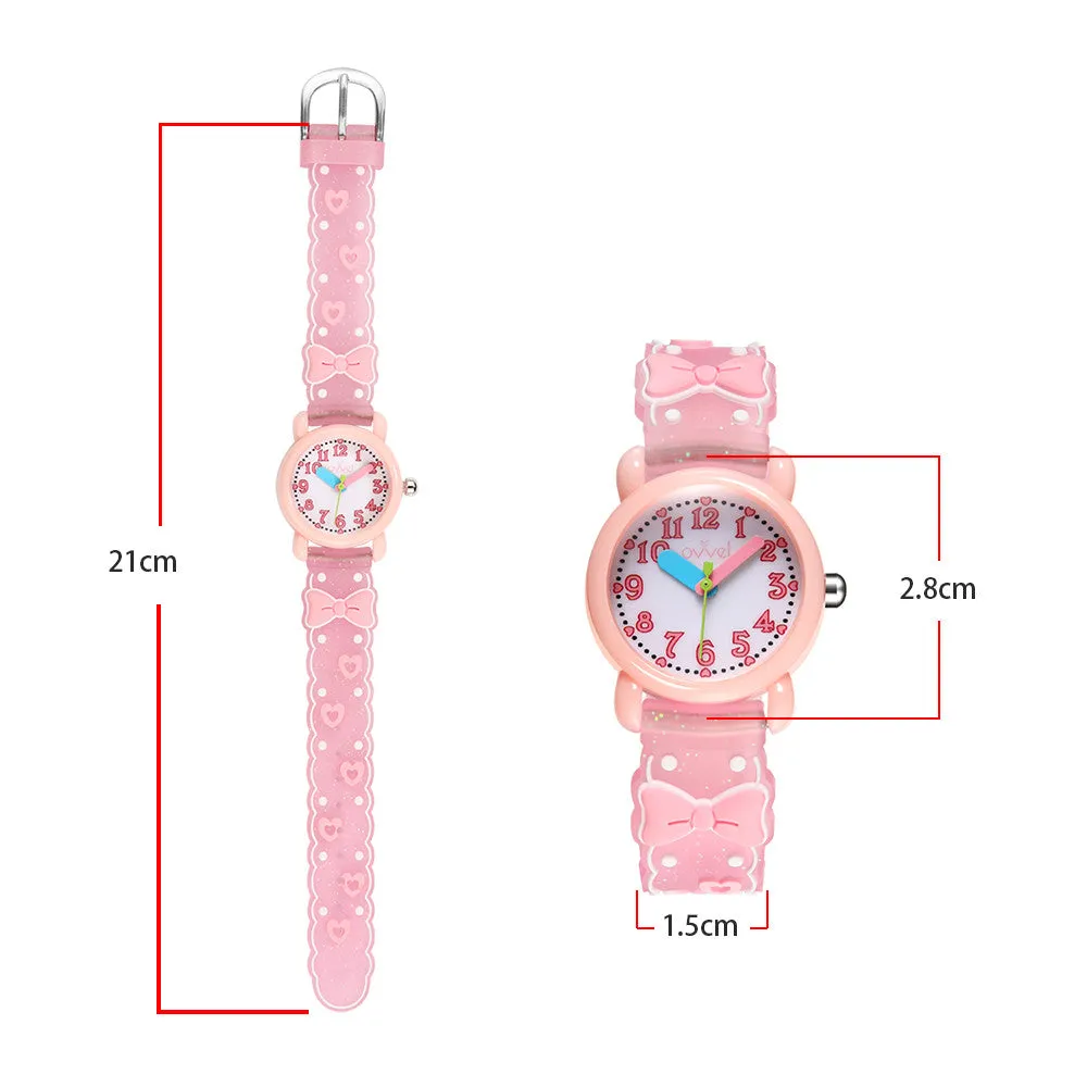 Girls Teen Analog Watch - Bows - Pink