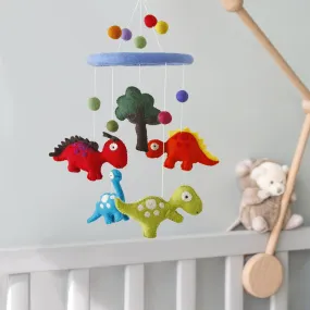 Handmade Animal Wool Felt Baby Mobile For Crib Children's & Nursery Room -Dinosaur