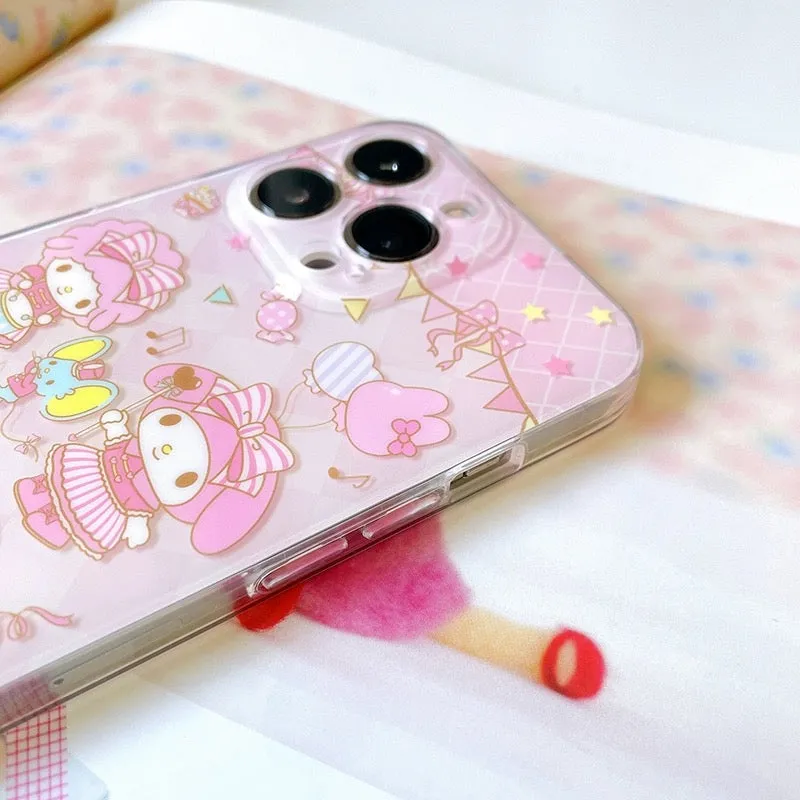 Japanese Cartoon My Melody Piano Orchestra iPhone Case 13 14 15 Pro Promax