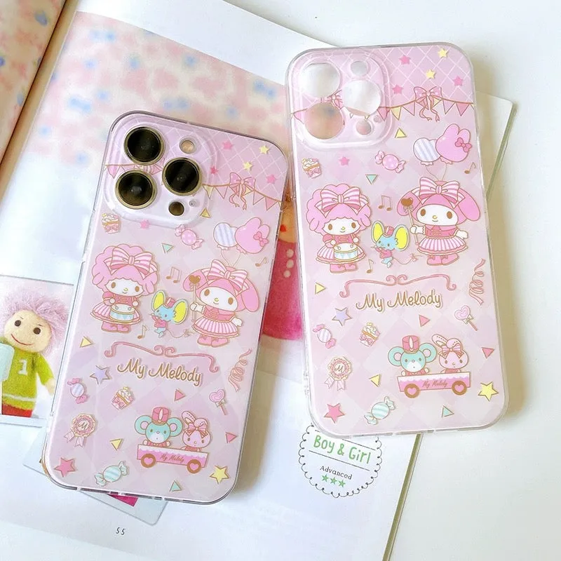 Japanese Cartoon My Melody Piano Orchestra iPhone Case 13 14 15 Pro Promax